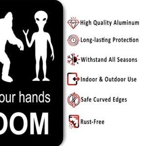 Just Please Wash Your Hands Bigfoot Alien Sign - Inclusive Sign - Bathroom Door - Funny Signs - Bathroom Wall Decor - Kids Toilet - Bathroom Decorations - Restroom Sign - Home Signs - 8.5"X10"