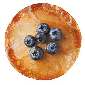 ambesonne dessert round blanket, close up view of breakfast pancake with fresh blueberry maple syrup, lightweight sofa & bed cover birthday gift for boyfriend, 60″ round, dark orange dark indigo