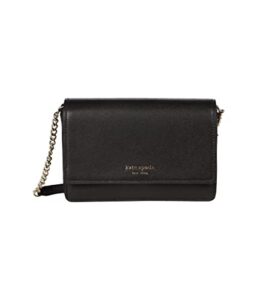 kate spade new york spencer saffiano leather flap chain wallet black one size