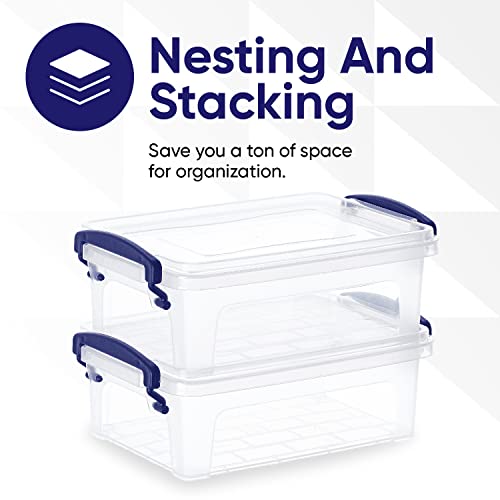 Superio Clear Storage Bins with Lids Stackable, Plastic, Storage Container, Latch Box with Locking Handles, Multiple Sizes (5 Pack- Flat Containers)