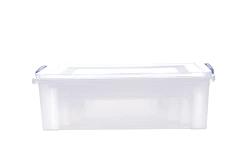 Superio Clear Storage Bins with Lids Stackable, Plastic, Storage Container, Latch Box with Locking Handles, Multiple Sizes (5 Pack- Flat Containers)