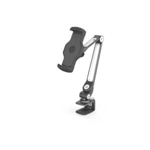 Ledetech Aluminum Adjustable Long Arm Tablet iPad Stand with 360° Swivel Bracket for Any 4-12.9" Smart Devices fits in Office Desk (Black)