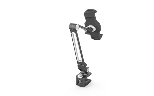 Ledetech Aluminum Adjustable Long Arm Tablet iPad Stand with 360° Swivel Bracket for Any 4-12.9" Smart Devices fits in Office Desk (Black)