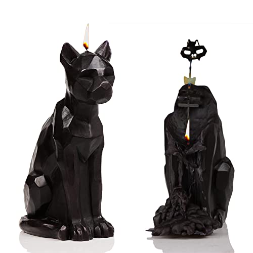 Gute Cat Skeleton Candle Spooky Goth, 8" H - Unveil Skeleton When Burning - Home Decorations for Animal Lovers, Cat Gifts, Cat Lovers Gift Burns up to 5.5 Hours! Spooky, Goth, Gothic Gifts For Him Her