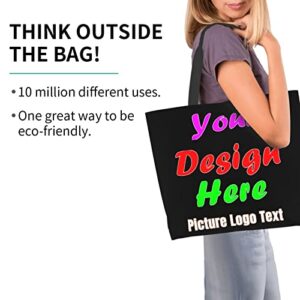Custom Large Tote Bag, Design Your Own Shoulder Bag Personalized Top Handle Satchel Handbag for Work Travel Business Shopping or Leisure, Black