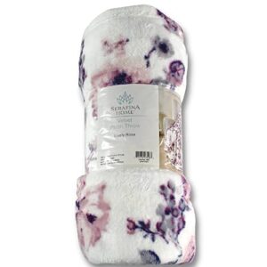 Decorative Throw Blankets: Soft Plush Lively Rose Floral Accent for Couch or Bed, Colored: Blush Pink Purple Navy Blue Grey White