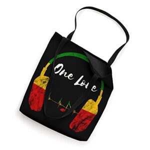 Rasta Reggae Music Headphones Jamaican Pride One Love Tote Bag
