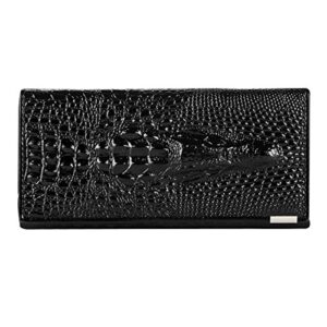 aisi women men leather wallet embossed crocodile clutch wallet credit card holder(black)