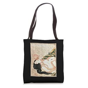 dream of fisherman’s wife katsushika hokusai japanese art tote bag