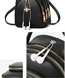 NUWA Small Crossbody Bag Mini Backpack Purse Shoulder Cellphone Women Girl Cute Lady Handbags (Black)
