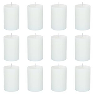 12 pack 2×3 inch pillar candles, unscented column candles for home restaurants spa church weddings, smokeless dripless and clean burning emergency candle – white