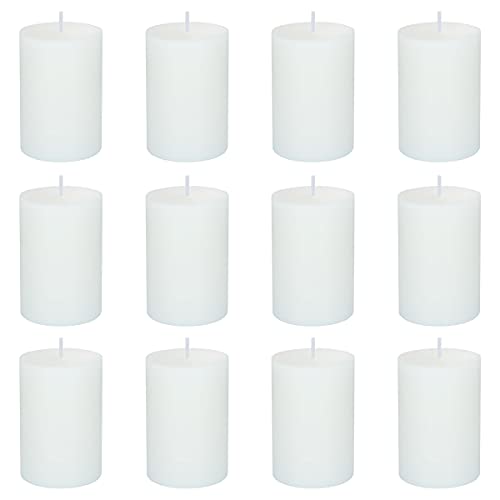 12 Pack 2x3 Inch Pillar Candles, Unscented Column Candles for Home Restaurants Spa Church Weddings, Smokeless Dripless and Clean Burning Emergency Candle - White