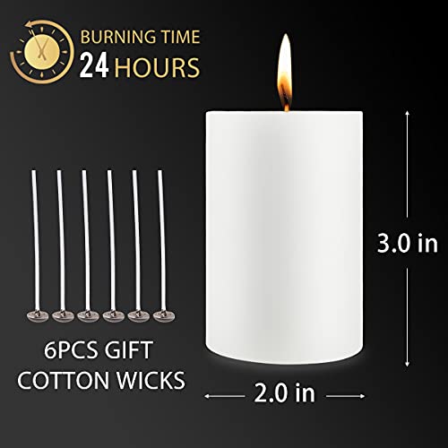 12 Pack 2x3 Inch Pillar Candles, Unscented Column Candles for Home Restaurants Spa Church Weddings, Smokeless Dripless and Clean Burning Emergency Candle - White