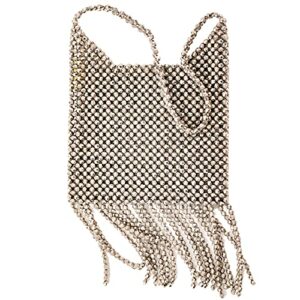 grandxii tote bag with tassel beads shoulder bag chic evening party handmade for women girl silver
