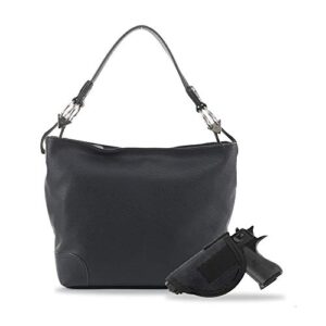 lydia large concealed carry leather hobo purse for women with detachable holster – black