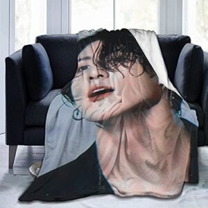 jungkook jeon jung kook soft and comfortable warm throw blanket beach blanket picnic blanket fleece blankets for sofa,office bed car camp couch (50″x40″)