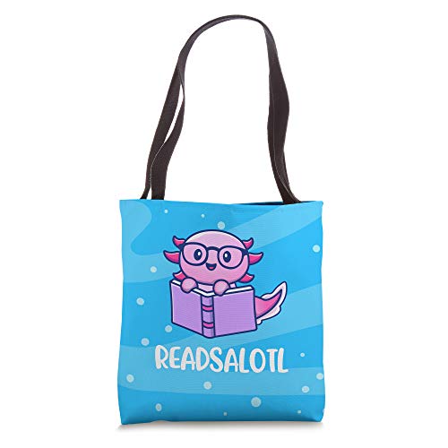 Readsalotl Axolotl Cute Reading Book Tote Bag