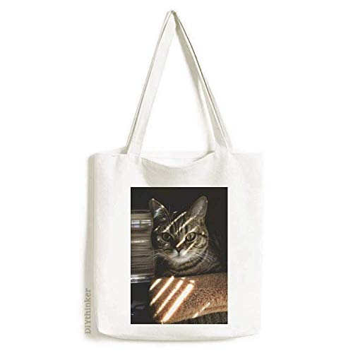 Animal Cat Ray Photograph Shoot Tote Canvas Bag Shopping Satchel Casual Handbag