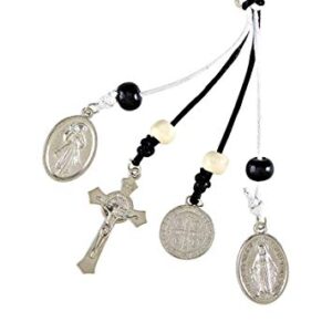 Saint Benedict Door Hanger with Medals, Bless This Home Wall Decorations, Housewarming Gift Ideas, 6.5 Inches