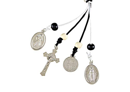 Saint Benedict Door Hanger with Medals, Bless This Home Wall Decorations, Housewarming Gift Ideas, 6.5 Inches