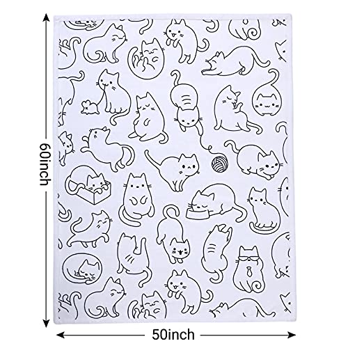 Sviuse Cat Blanket Animals Pet Pattern Throw Blanket Cat Lover Gifts Flannel Soft Warm Cozy Fuzzy 50"x60" Throw for Kids and Adults (50" X 60", Cat 2)