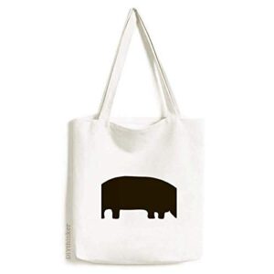 Black Hippopotamus Animal Portrayal Tote Canvas Bag Shopping Satchel Casual Handbag