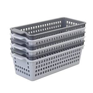 kiddream 6 pack small storage baskets, slim plastic baskets bins, 11.57″ x 5″ x 3.42″