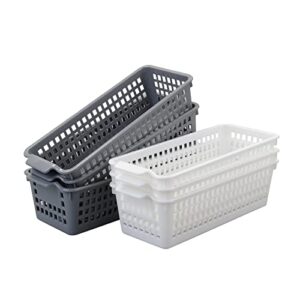 Kiddream 6 Pack Small Storage Baskets, Slim Plastic Baskets Bins, 11.57" x 5" x 3.42"