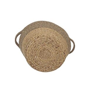 Household Essentials Woven Cotton Rope and Hyacinth Basket | 2 Tone, Tan and Brown