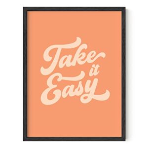 HAUS AND HUES Relax Sign Peach Pictures for Room - Cute Quote Posters & Inspirational Wall Art for Girls | Relax Wall Decor, Take It Easy Poster, Quote Aesthetic Posters, Peach Art UNFRAMED 12" x 16"