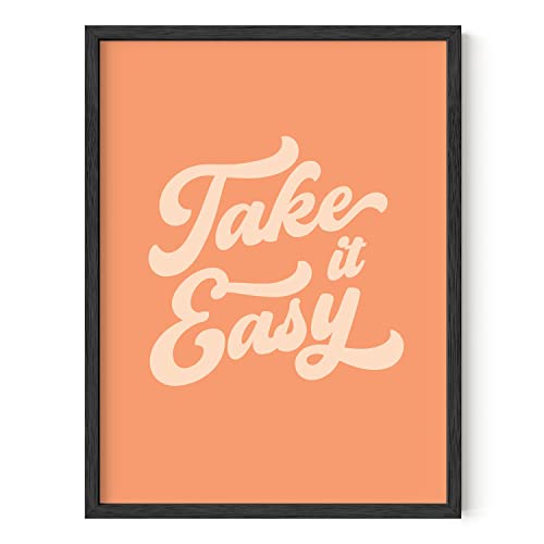 HAUS AND HUES Relax Sign Peach Pictures for Room - Cute Quote Posters & Inspirational Wall Art for Girls | Relax Wall Decor, Take It Easy Poster, Quote Aesthetic Posters, Peach Art UNFRAMED 12" x 16"