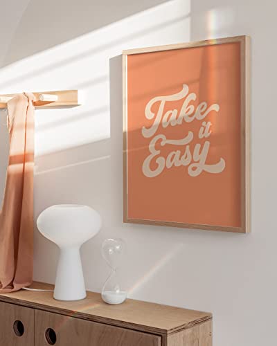 HAUS AND HUES Relax Sign Peach Pictures for Room - Cute Quote Posters & Inspirational Wall Art for Girls | Relax Wall Decor, Take It Easy Poster, Quote Aesthetic Posters, Peach Art UNFRAMED 12" x 16"