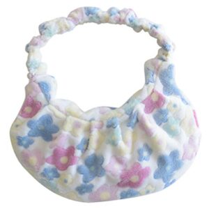 valiclud hobo bag large capacity furry handbag shoulder tote bag fluffy purse floral flower purse for women