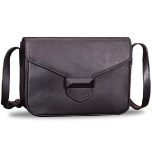 genuine leather crossbody bags for women handmade ladies satchel vintage purses handbags (black)