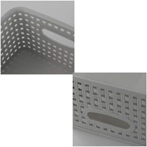 Kiddream Plastic Weave Storage Basket, 6-pack Grey Organizing Bin