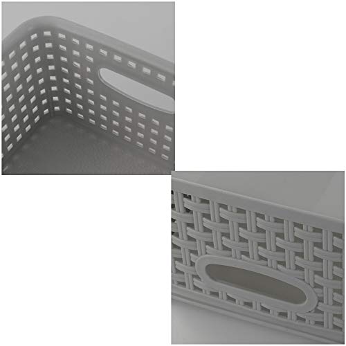 Kiddream Plastic Weave Storage Basket, 6-pack Grey Organizing Bin