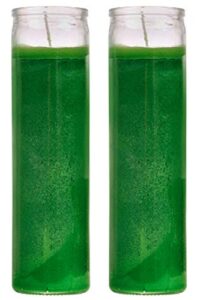 prayer candles – wax candles (2 pc) dark green great for sanctuary, vigils and prayers – unscented glass candle set – indoor outdoor – spiritual religious church – jar candles