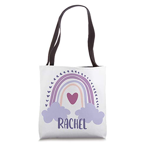 Rachel Personalized Custom Name Rainbow Cute Colorful Tote Bag