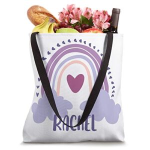 Rachel Personalized Custom Name Rainbow Cute Colorful Tote Bag