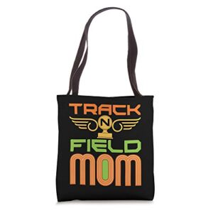 track n field mom mother of track and field athlete tote bag