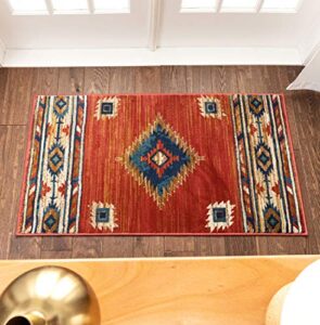 well woven tulsa lea crimson traditional southwestern tribal 2×4 (2’3″ x 3’11”) area rug