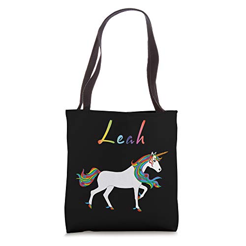 LEAH : Unicorn Personalized First Name Gift For Girls : Tote Bag