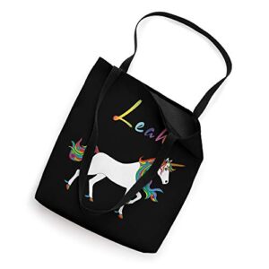 LEAH : Unicorn Personalized First Name Gift For Girls : Tote Bag