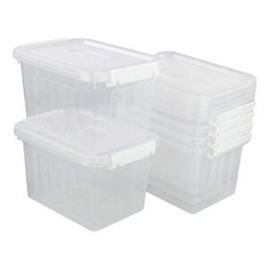 kiddream clear plastic storage bins with lids, 6 quart latch boxes set of 6, f