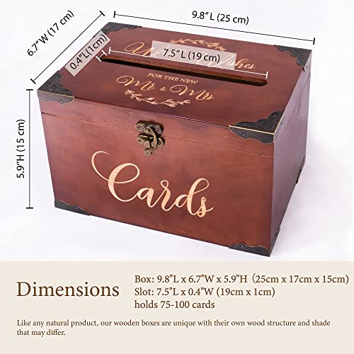 Joy Ceremony Decorative Wedding Card Box, Rustic Wooden Envelope Boxes with Slot, Wishing Well for Wedding Reception, gift box wedding Card Holder for Advice and Wishes for the Mr and Mrs