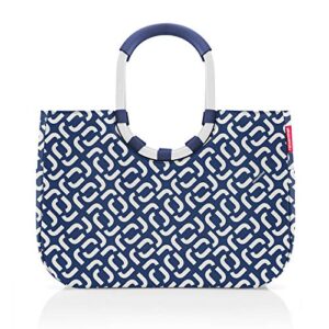 reisenthel loopshopper l frame shoulder bag tote, handbag for shopping, travel, and commuting, water-repellent, signature navy