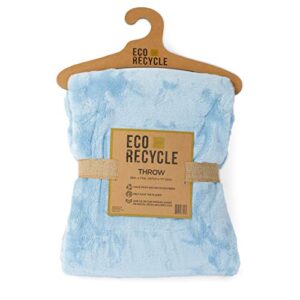eco recycle soft royal plush oversized throw blanket, made from 30% recycled fibers, 50″x70″, light blue