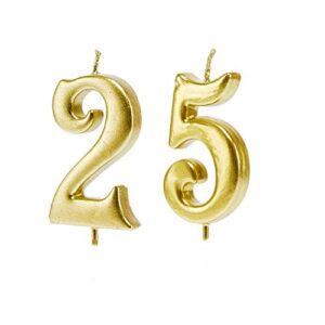 mart 25th birthday candles,gold number 25 cake topper for birthday decorations