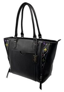 stayfly aviation handbag for women – leather women’s handbag with airplane print – large storage capacity – stylish women bag for travel, flight