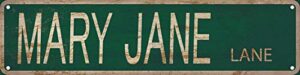 mary jane lane street sign 4×16 inch vintage rustic retro wall decor funny metal tin sign